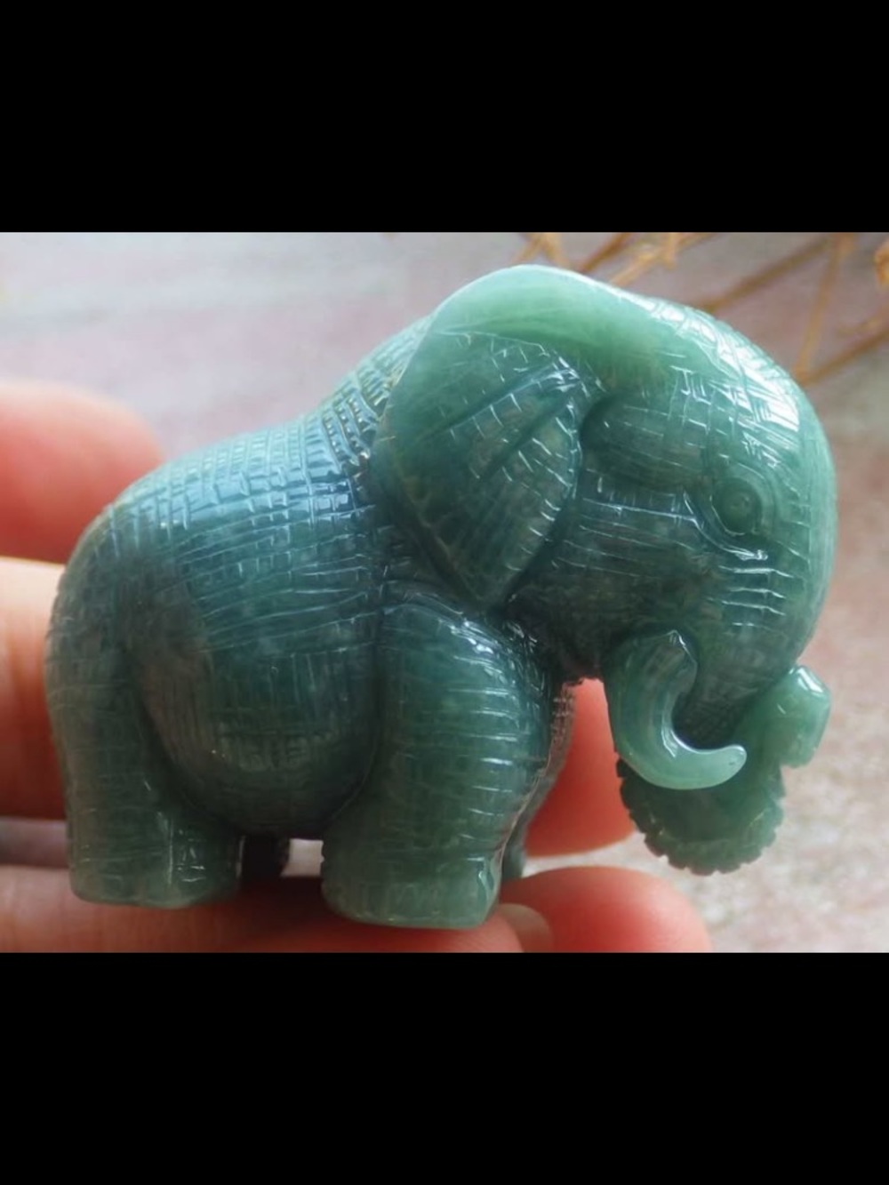 Certificate Jadeite Jade Green Display Luck Success business Elephant chunk up